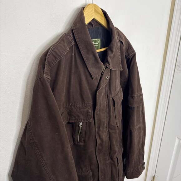 Eddie Bauer Men XL Tall Brown Canvas Barn Coat Jacket Insulated Primaloft - Picture 3 of 10